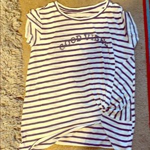 Tee shirt striped white and Grey